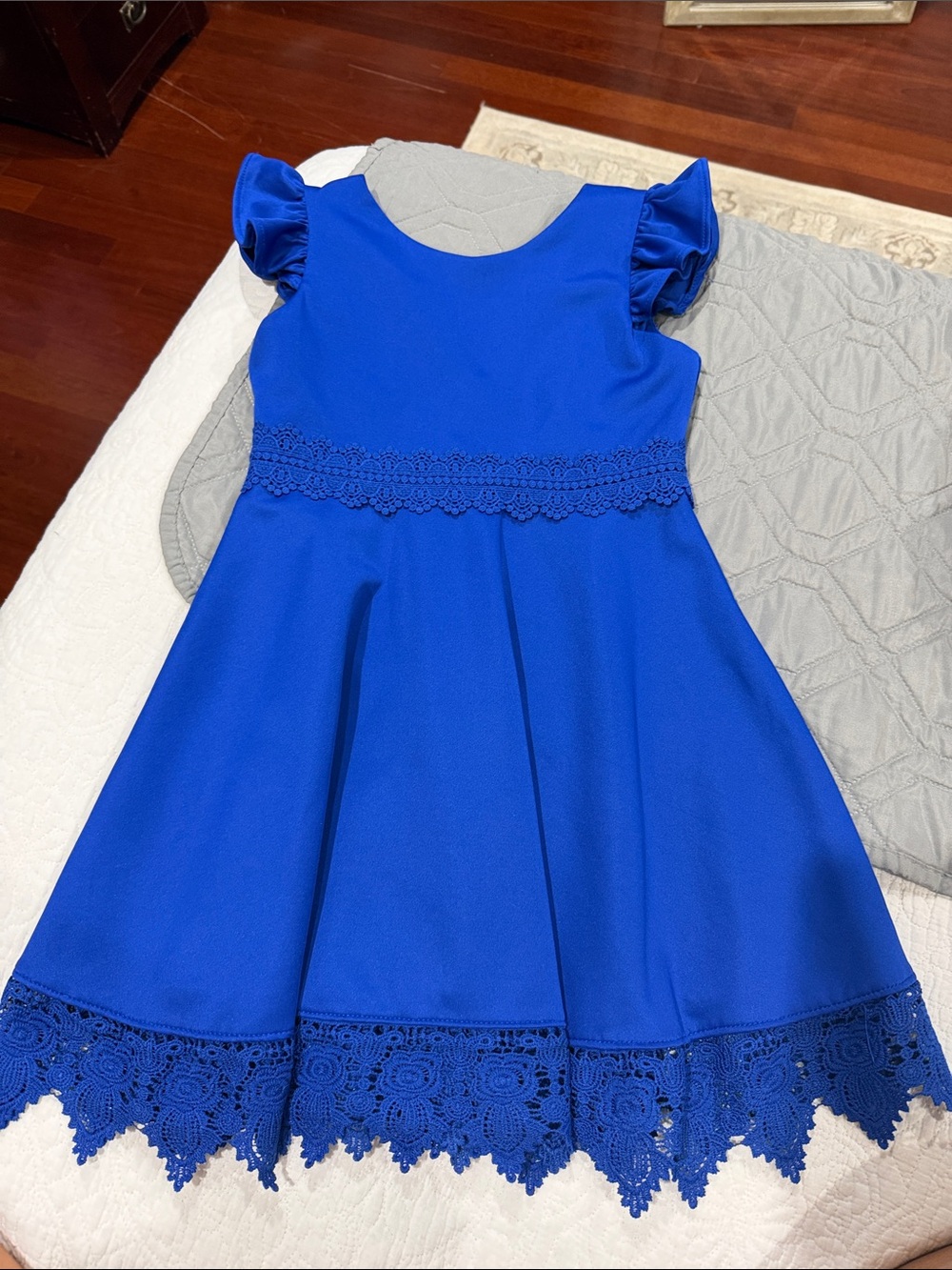 Rare Editions Royal Blue Lace-Trim Party Dress
